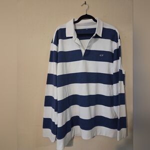 Vineyard Vines Navy and White Striped Polo